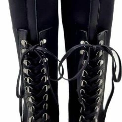 La Pèra - Hoge Mat Zwarte Leren Veter Laarzen Dames - Maat 38 -Dames-schoenen Verkoop 382x840