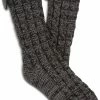 UGG Laila Bow Fleece Sokken - Maat One Size - Vrouwen - Antraciet