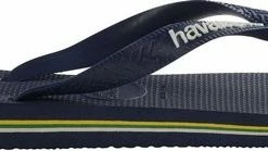 Havaianas Brasil Logo Unisex Slippers - Navy Blue - Maat 47/48 -Dames-schoenen Verkoop 550x139