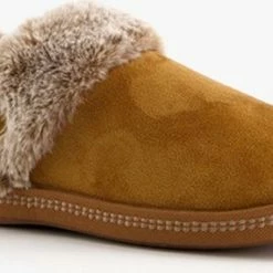 Skechers Cozy Campfire Gevoerde Dames Pantoffels - Cognac - Maat 37 - Extra Comfort - Memory Foam