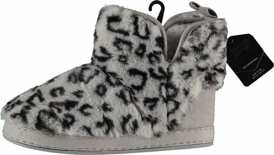 Hoge Sloffen Dames | Fake Fur | Dierenprint | Grijs | Maat 41/42 | Sloffen Dames | Warme Sloffen Dames | Apollo 4 Hoge Sloffen Dames | Fake Fur | Dierenprint | Grijs | Maat 41/42 | Sloffen Dames | Warme Sloffen Dames | Apollo - Afbeelding 2