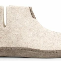Travelin' Stay-Home Dames Hoge Sloffen - Wollen Pantoffels - Suede Zool - Zand Beige - Maat 38