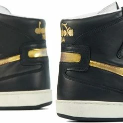 Diadora Sneakers Dames - Hoge Sneakers / Damesschoenen - Leer - Mi Basket Used Z - Zwart Combi - Maat 39 -Dames-schoenen Verkoop 550x333 5