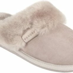 Vanuba LuLu- Leren Dames Pantoffels - Sloffen Gevoerd Met Schapenvacht. Maat 36 - Bruin Beige