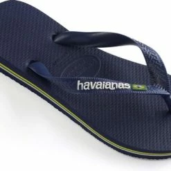 Havaianas Brasil Logo Unisex Slippers - Navy Blue - Maat 47/48 -Dames-schoenen Verkoop 550x347 3