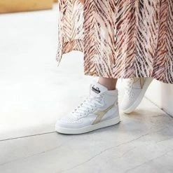 Diadora Sneakers Dames - Hoge Sneakers / Damesschoenen - Leer - Mi Basket Used Z - Goud - Maat 38 -Dames-schoenen Verkoop 550x366 110