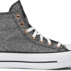 Converse Chuck Taylor All Star Lift Hi Hoge Sneakers - Leren Sneaker - Dames - Zilver - Maat 38
