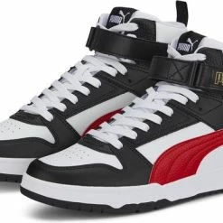 PUMA RBD Game Unisex Sneakers - White/HighRiskRed/Black/TeamGold - Maat 42 -Dames-schoenen Verkoop 550x387 2