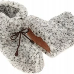 Oncedoce Wollen Sloffen - Winter Pantoffels 100% ECHT Lamswol En Leer - MAAT 44 - Leren Zooltjes – Veters - Handgemaakte Slofjes - Kleur Grijs Gemêleerd