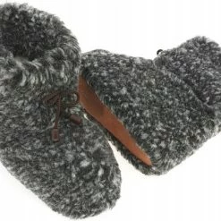 Oncedoce Wollen Sloffen - Winter Pantoffels 100% ECHT Lamswol En Leer - MAAT 39 - Leren Zooltjes – Veters - Handgemaakte Slofjes - Kleur Donkergrijs Gemêleerd