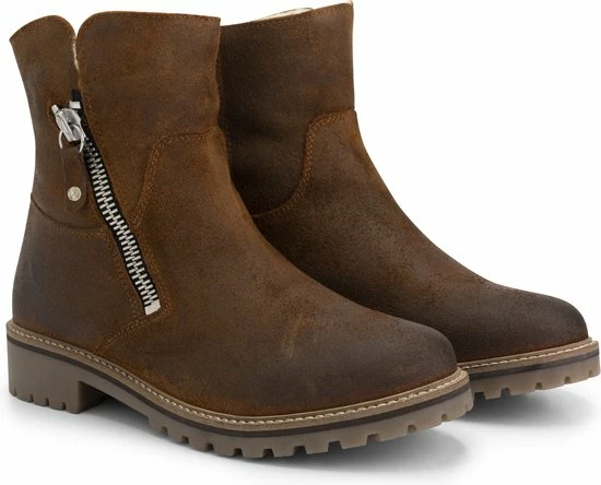 Travelin' Vartae Dames Enkellaarsjes - Winter Boots - Wax Suede Leer - Wol Gevoerd - Cognac - Maat 41 4 Travelin' Vartae Dames Enkellaarsjes - Winter Boots - Wax Suede Leer - Wol Gevoerd - Cognac - Maat 41 - Afbeelding 2