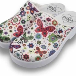 Medische Dames Klompen PU Zool - PU Klompen Met Kunststof Zool - Ziekenhuis Klompen - Zorgklompen - DINA CLOGS - Vlinderbloemetjes - Maat 41 -Dames-schoenen Verkoop 550x446 1