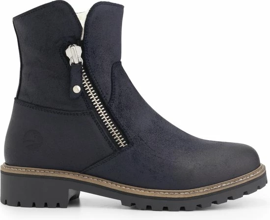 Travelin' Vartae Dames Enkellaarsjes - Winter Boots - Wax Suede Leer - Wol Gevoerd - Donkerblauw - Maat 42 3 Travelin' Vartae Dames Enkellaarsjes - Winter Boots - Wax Suede Leer - Wol Gevoerd - Donkerblauw - Maat 42