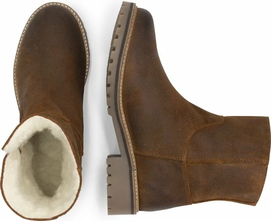 Travelin' Vartae Dames Enkellaarsjes - Winter Boots - Wax Suede Leer - Wol Gevoerd - Cognac - Maat 41 5 Travelin' Vartae Dames Enkellaarsjes - Winter Boots - Wax Suede Leer - Wol Gevoerd - Cognac - Maat 41 - Afbeelding 3
