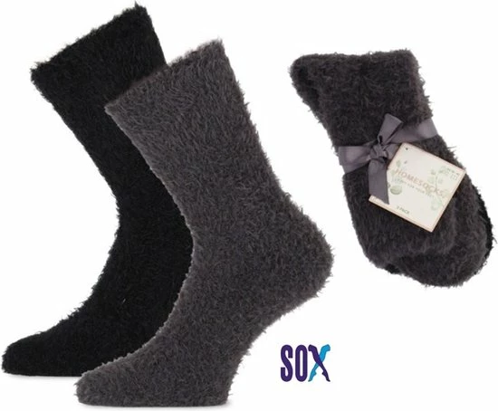 SOX SuperSoft 2 PACK Huissok Bedsok Comfy Sok Warm Up Antraciet/Zwart Dames 37/42 Met Niet Knellende Boord 3 SOX SuperSoft 2 PACK Huissok Bedsok Comfy Sok Warm Up Antraciet/Zwart Dames 37/42 Met Niet Knellende Boord