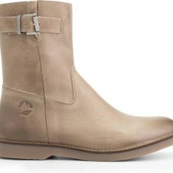 Travelin' Lannion Dames Leren Enkellaarzen - Schoenen Vrouwen - Taupe Leer - Maat 39