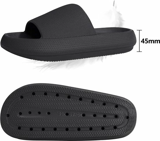 Geweo - Badslippers - EVA Slippers Heren Dames - Pillow Slides - Kerstmis - Kerstfeest - Christmas Gift - Unisex - Verdikte - Antislip - Lichtgewicht - Zwart - Maat 36/37 4 Geweo - Badslippers - EVA Slippers Heren Dames - Pillow Slides - Kerstmis - Kerstfeest - Christmas Gift - Unisex - Verdikte - Antislip - Lichtgewicht - Zwart - Maat 36/37 - Afbeelding 2