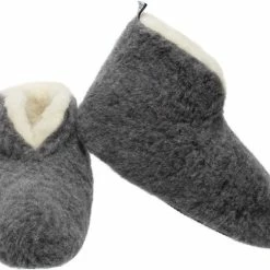 LuLu Wonen LuLu- Grijze Wollen Sloffen / Pantoffels Met Antislip Zool - Maat 42 - Enkelhoog - Dames En Heren