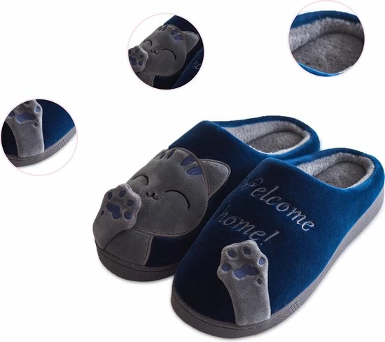 Geweo Home Sloffen - Open Sloffen - Kerstmis - Kerstfeest - Christmas Gift - Koraal Fleece Pantoffels Dames - Leuk Katje - Blauw - Maat 41/42 8 Geweo Home Sloffen - Open Sloffen - Kerstmis - Kerstfeest - Christmas Gift - Koraal Fleece Pantoffels Dames - Leuk Katje - Blauw - Maat 41/42 - Afbeelding 6