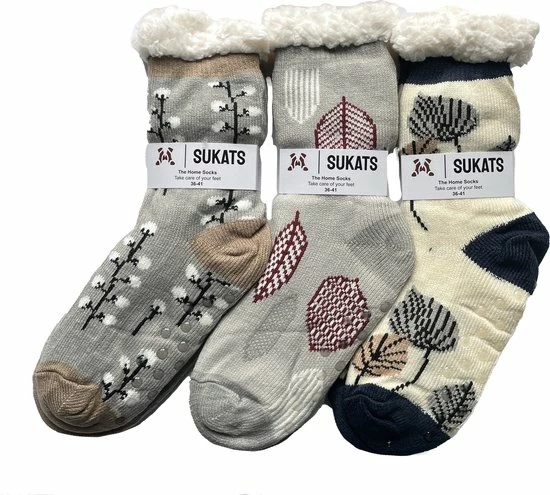 Sukats® Huissokken - Homesocks - 3 Paar - Maat 36-41 - Mix A - Anti-Slip - Fluffy - Dames Huissokken 3 Sukats® Huissokken - Homesocks - 3 Paar - Maat 36-41 - Mix A - Anti-Slip - Fluffy - Dames Huissokken