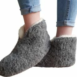LuLu Wonen LuLu- Grijze Wollen Sloffen / Pantoffels Met Antislip Zool - Maat 42 - Enkelhoog - Dames En Heren -Dames-schoenen Verkoop 550x515 5
