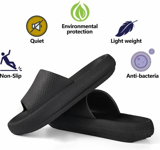 Geweo - Badslippers - EVA Slippers Heren Dames - Pillow Slides - Kerstmis - Kerstfeest - Christmas Gift - Unisex - Verdikte - Antislip - Lichtgewicht - Zwart - Maat 36/37 9 Geweo - Badslippers - EVA Slippers Heren Dames - Pillow Slides - Kerstmis - Kerstfeest - Christmas Gift - Unisex - Verdikte - Antislip - Lichtgewicht - Zwart - Maat 36/37 - Afbeelding 7