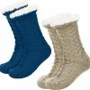 JAXY Huissokken - Huissokken Dames En Heren - Verwarmde Sokken - Anti Slip Sokken - Fleece Sokken - Dikke Sokken - Fluffy Sokken - Slofsokken - Warme Sokken - Bedsokken - Gevoerde Sokken - Winter Sokken - 2 Paar - Petrol + Beige -Dames-schoenen Verkoop 550x531 2