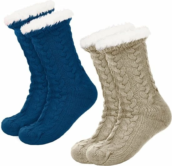 JAXY Huissokken - Huissokken Dames En Heren - Verwarmde Sokken - Anti Slip Sokken - Fleece Sokken - Dikke Sokken - Fluffy Sokken - Slofsokken - Warme Sokken - Bedsokken - Gevoerde Sokken - Winter Sokken - 2 Paar - Petrol + Beige 3 JAXY Huissokken - Huissokken Dames En Heren - Verwarmde Sokken - Anti Slip Sokken - Fleece Sokken - Dikke Sokken - Fluffy Sokken - Slofsokken - Warme Sokken - Bedsokken - Gevoerde Sokken - Winter Sokken - 2 Paar - Petrol + Beige