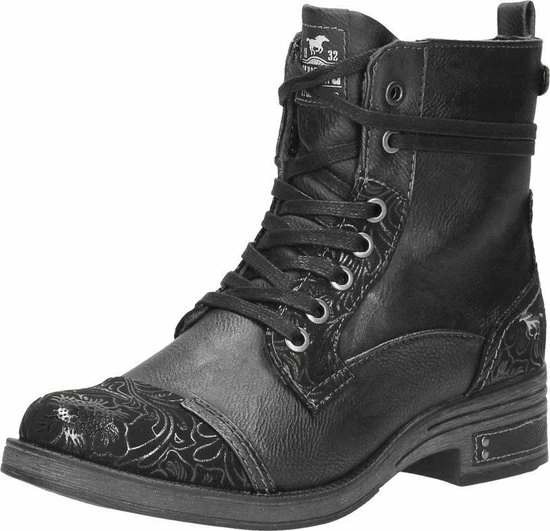 Mustang Dames Veterboot - Zwart - Maat 38 5 Mustang Dames Veterboot - Zwart - Maat 38 - Afbeelding 3