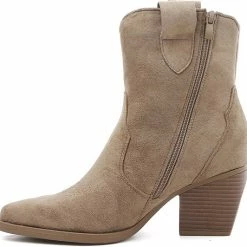 Weloveshoes SmileFavorites® Dames Cowboylaarzen Met Hak Kort - Suedine - Taupe Khaki - Maat 38 9 Weloveshoes SmileFavorites® Dames Cowboylaarzen Met Hak Kort - Suedine - Taupe Khaki - Maat 38 -Dames-schoenen Verkoop 550x532