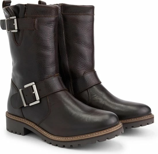 Travelin' Silkeborg Leren Dames Laarzen - Wol Gevoerde Biker Boots - Donkerbruin Leer - Maat 40 4 Travelin' Silkeborg Leren Dames Laarzen - Wol Gevoerde Biker Boots - Donkerbruin Leer - Maat 40 - Afbeelding 2