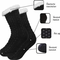 JAXY Huissokken - Huissokken Dames En Heren - Verwarmde Sokken - Anti Slip Sokken - Fleece Sokken - Dikke Sokken - Fluffy Sokken - Slofsokken - Warme Sokken - Bedsokken - Gevoerde Sokken - Winter Sokken - 2 Paar - Zwart En Rood -Dames-schoenen Verkoop 550x537 4