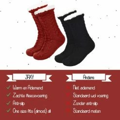 JAXY Huissokken - Huissokken Dames En Heren - Verwarmde Sokken - Anti Slip Sokken - Fleece Sokken - Dikke Sokken - Fluffy Sokken - Slofsokken - Warme Sokken - Bedsokken - Gevoerde Sokken - Winter Sokken - 2 Paar - Zwart En Rood -Dames-schoenen Verkoop 550x545 9
