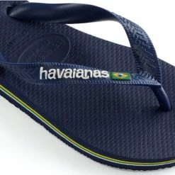 Havaianas Brasil Logo Unisex Slippers - Navy Blue - Maat 47/48 -Dames-schoenen Verkoop 550x547 2