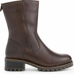 Travelin' Skjolden Leren Dames Laarzen - Wol Gevoerde Laars - Donkerbruin Leer - Maat 41