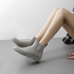 Geweo Regenlaarzen - Wellington Chelsea Laarzen - Kerstmis - Kerstfeest - Christmas Gift - Middelhoge Schoen - Kort Boots - Waterdichte - Dames - Grijs - Maat 36 -Dames-schoenen Verkoop 550x550 152