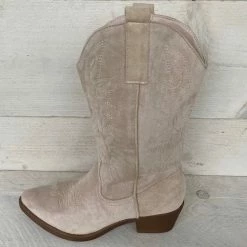 Weloveshoes SmileFavorites® Dames Cowboylaarzen Met Hak - Suedine - Beige - Maat 39