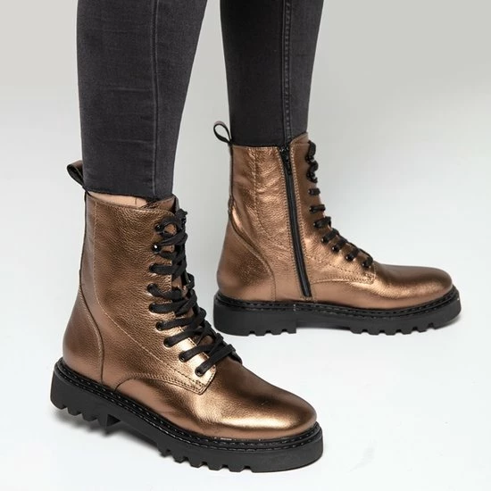 Ann Rocks Ann Rocks Veterboots Brons Leer - Maat 38 8 Ann Rocks Ann Rocks Veterboots Brons Leer - Maat 38 - Afbeelding 6