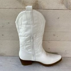 WELOVESHOES® Dames Cowboylaarzen Met Hak - Imitatieleer - Wit - Maat 40 -Dames-schoenen Verkoop 550x550 63