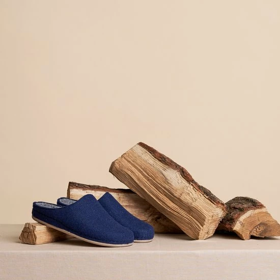 Travelin' At-Home Dames Sloffen - Wollen Pantoffels - Instappers Met Rubberen Zool - Navy Blauw - Maat 40 10 Travelin' At-Home Dames Sloffen - Wollen Pantoffels - Instappers Met Rubberen Zool - Navy Blauw - Maat 40 - Afbeelding 8