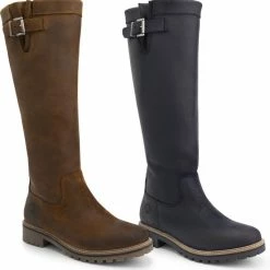 Travelin' Daneborg Hoge Dameslaarzen Winter - Wax Suede Leer - Wol Gevoerd - Cognac - Maat 41 -Dames-schoenen Verkoop 550x559