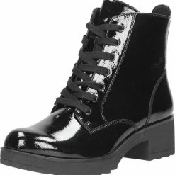 Marco Tozzi - Dames Veterschoenen Zwartlak -Dames-schoenen Verkoop 550x563 4