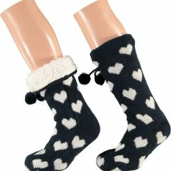 Huissokken Dames | Huissok Met Fake Fur | Navy Blauw | Maat 36/41 | Huissok | Huissokken Dames | Fluffy Sokken | Slofsokken | Huissokken Anti Slip | Huissokken | Anti Slip Sokken | Warme Sokken | Bedsokken | Winter Sokken | Apollo