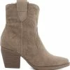 Weloveshoes SmileFavorites® Dames Cowboylaarzen Met Hak Kort - Suedine - Taupe Khaki - Maat 38 -Dames-schoenen Verkoop 550x566 2