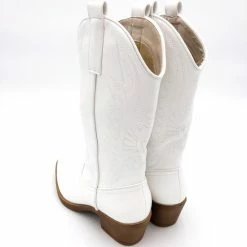 WELOVESHOES® Dames Cowboylaarzen Met Hak - Imitatieleer - Wit - Maat 40 -Dames-schoenen Verkoop 550x568
