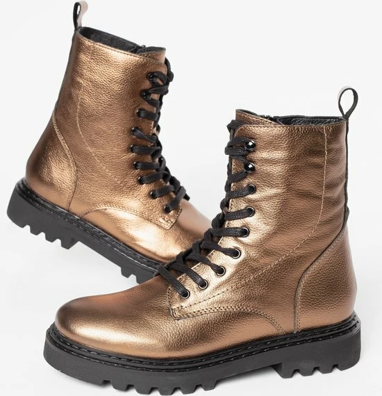 Ann Rocks Ann Rocks Veterboots Brons Leer - Maat 38 5 Ann Rocks Ann Rocks Veterboots Brons Leer - Maat 38 - Afbeelding 3