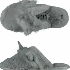 Apollo Sloffen - Pantoffels Dames - Pantoffels - Sloffen Dames - Instap Sloffen - Zacht - Fluffy - Grijs - Maat 41/42