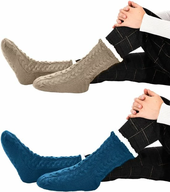 JAXY Huissokken - Huissokken Dames En Heren - Verwarmde Sokken - Anti Slip Sokken - Fleece Sokken - Dikke Sokken - Fluffy Sokken - Slofsokken - Warme Sokken - Bedsokken - Gevoerde Sokken - Winter Sokken - 2 Paar - Petrol + Beige 8 JAXY Huissokken - Huissokken Dames En Heren - Verwarmde Sokken - Anti Slip Sokken - Fleece Sokken - Dikke Sokken - Fluffy Sokken - Slofsokken - Warme Sokken - Bedsokken - Gevoerde Sokken - Winter Sokken - 2 Paar - Petrol + Beige - Afbeelding 6