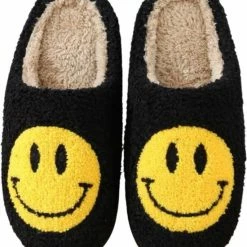 Badrock Smiley Sloffen – Unisex Pantoffels Smiley – Smiley Slippers - Sloffen – Zachte Pantoffels – Gekke Sloffen – Sloffen Dames & Heren – Zwart - Cadeau - Maat 41/42 -Dames-schoenen Verkoop 550x639 6