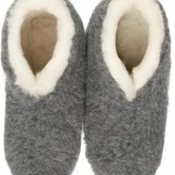 LuLu Wonen LuLu- Grijze Wollen Sloffen / Pantoffels Met Antislip Zool - Maat 42 - Enkelhoog - Dames En Heren -Dames-schoenen Verkoop 550x643